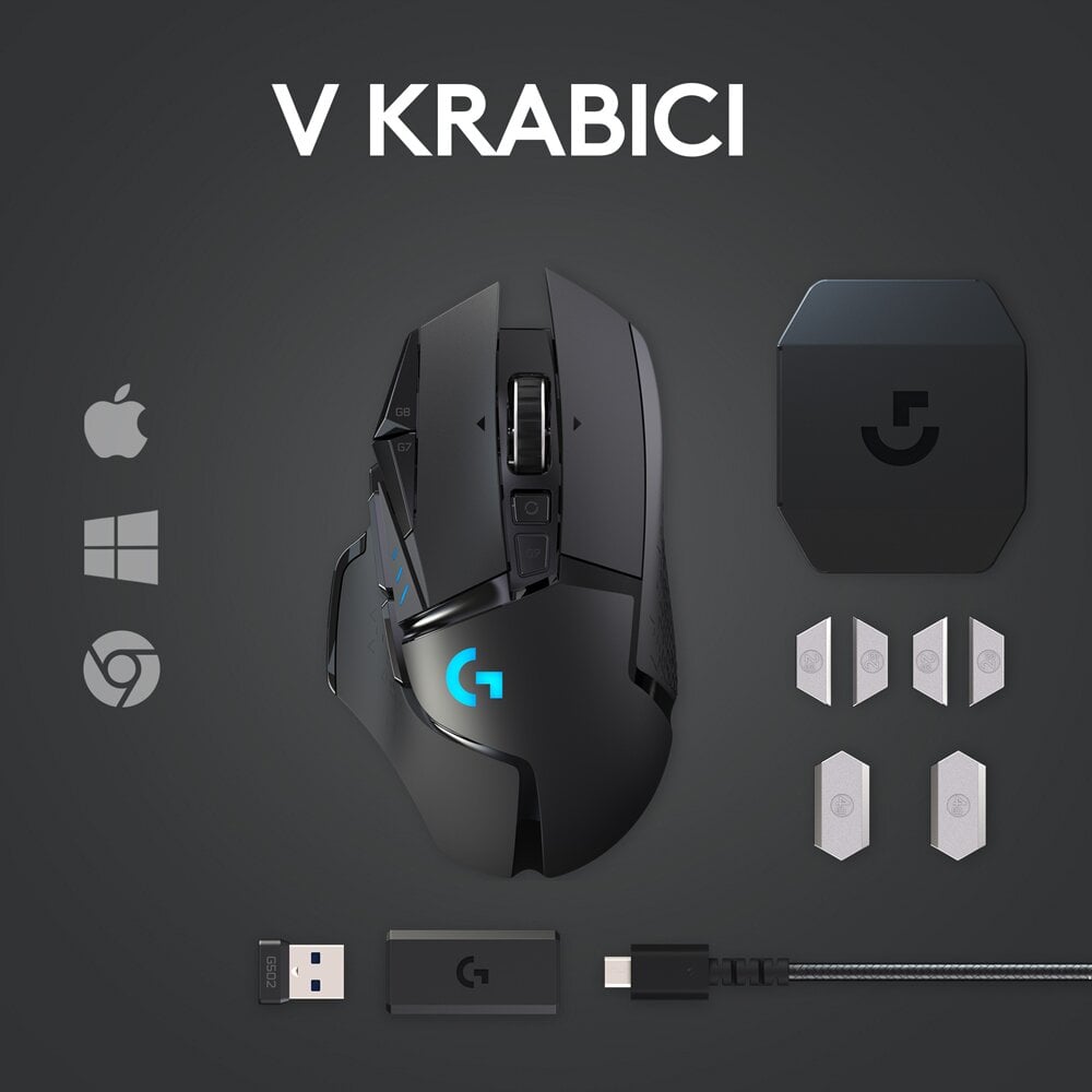 Logitech G502 Lightspeed Wireless herní myš - černý