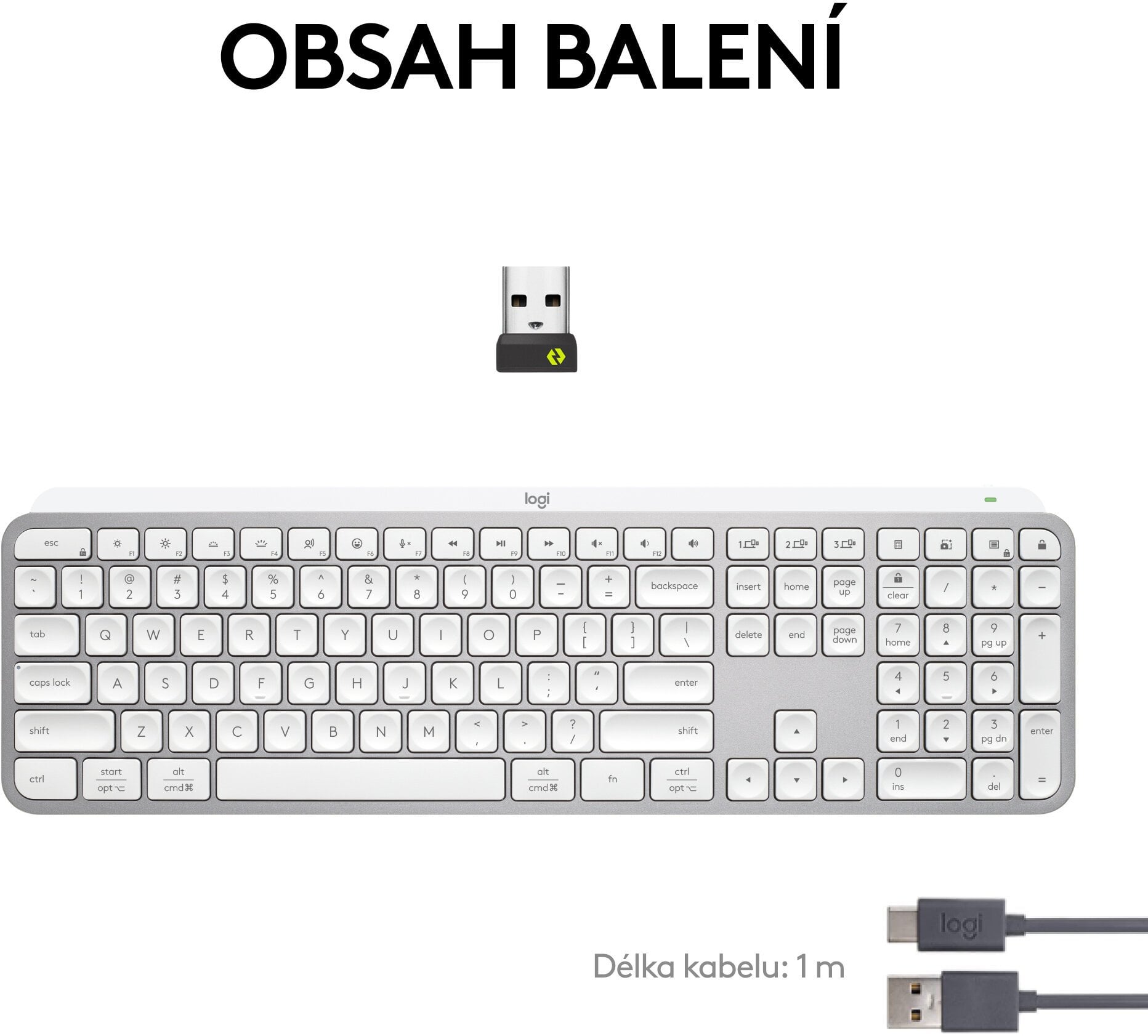 Logitech klávesnice Wireless MX Keys S, US, INTL, bezdrátová, Pale Grey, Bolt
