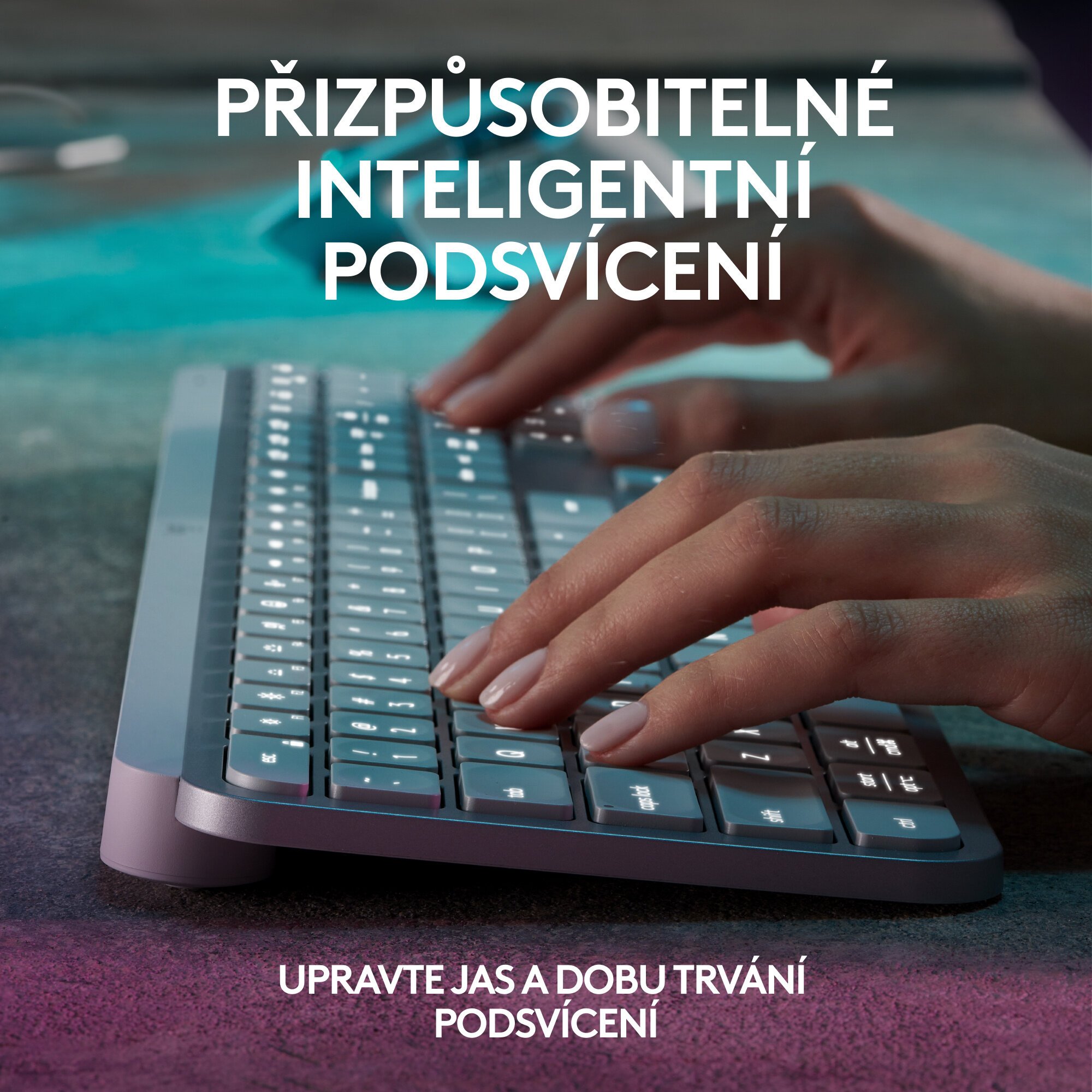 Logitech klávesnice Wireless MX Keys S, US, INTL, bezdrátová, Pale Grey, Bolt