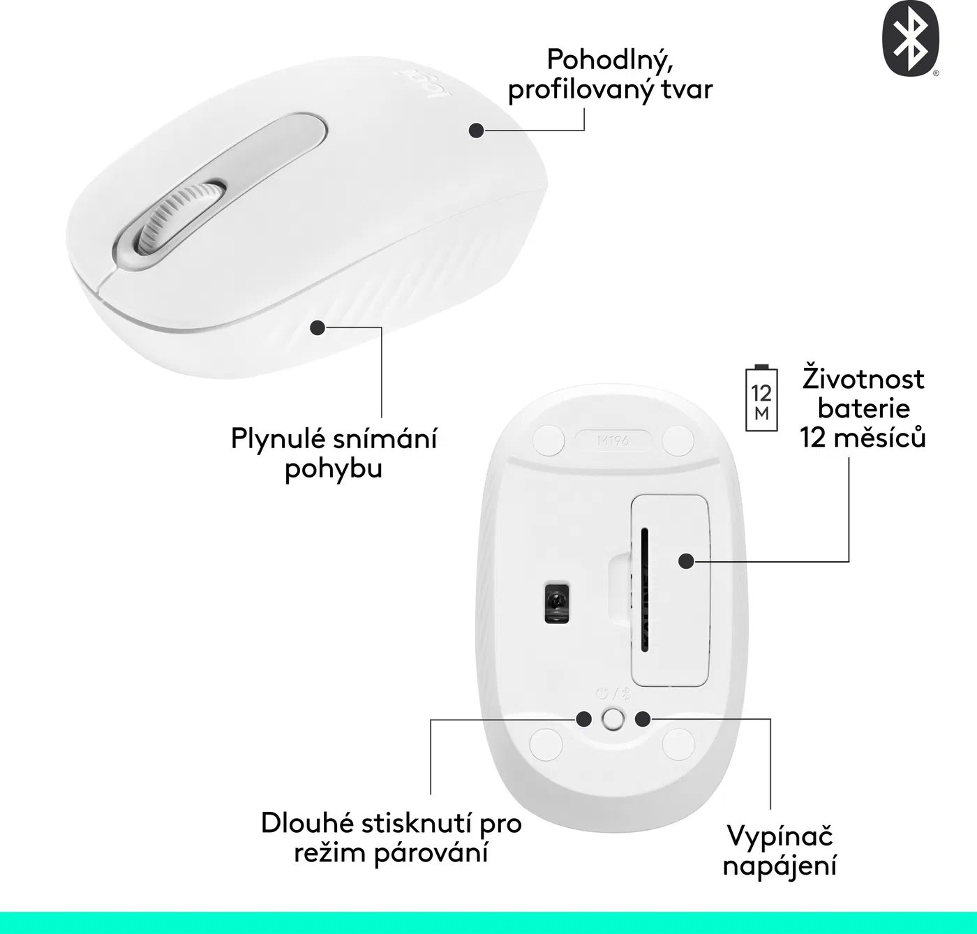 Logitech M196 - Bluetooth myš, bílá