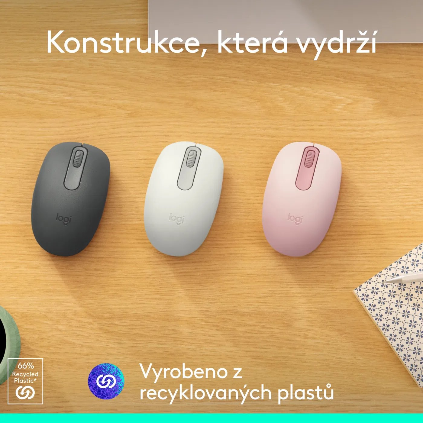 Logitech M196 - myš Bluetooth, ružová