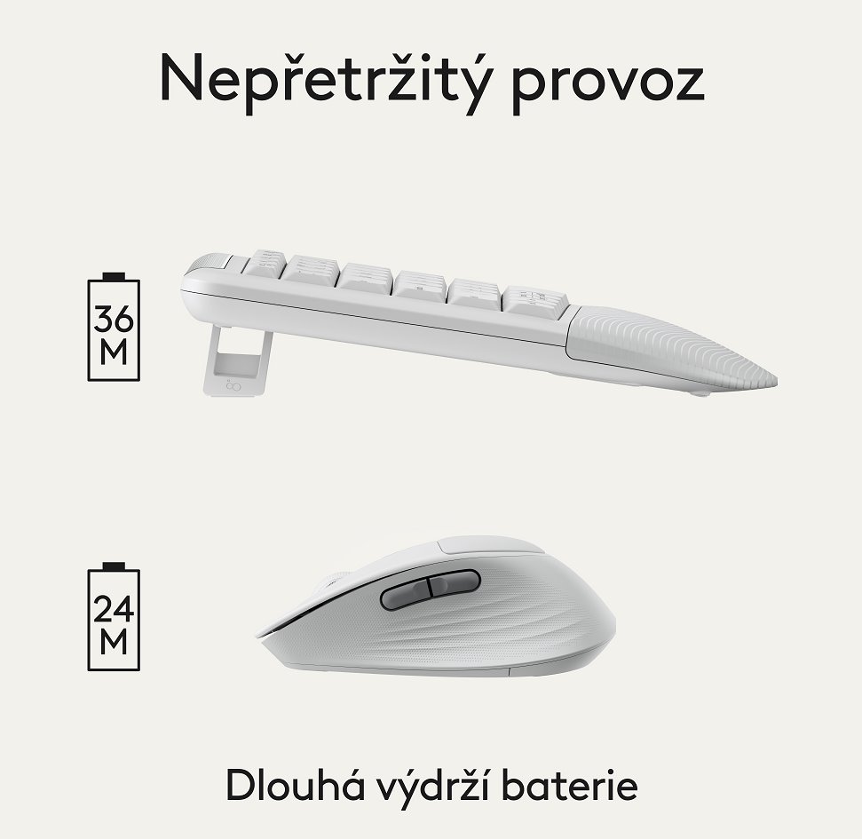 Logitech MK880 US INTL, bezdrôtová klávesnica a myš, biela