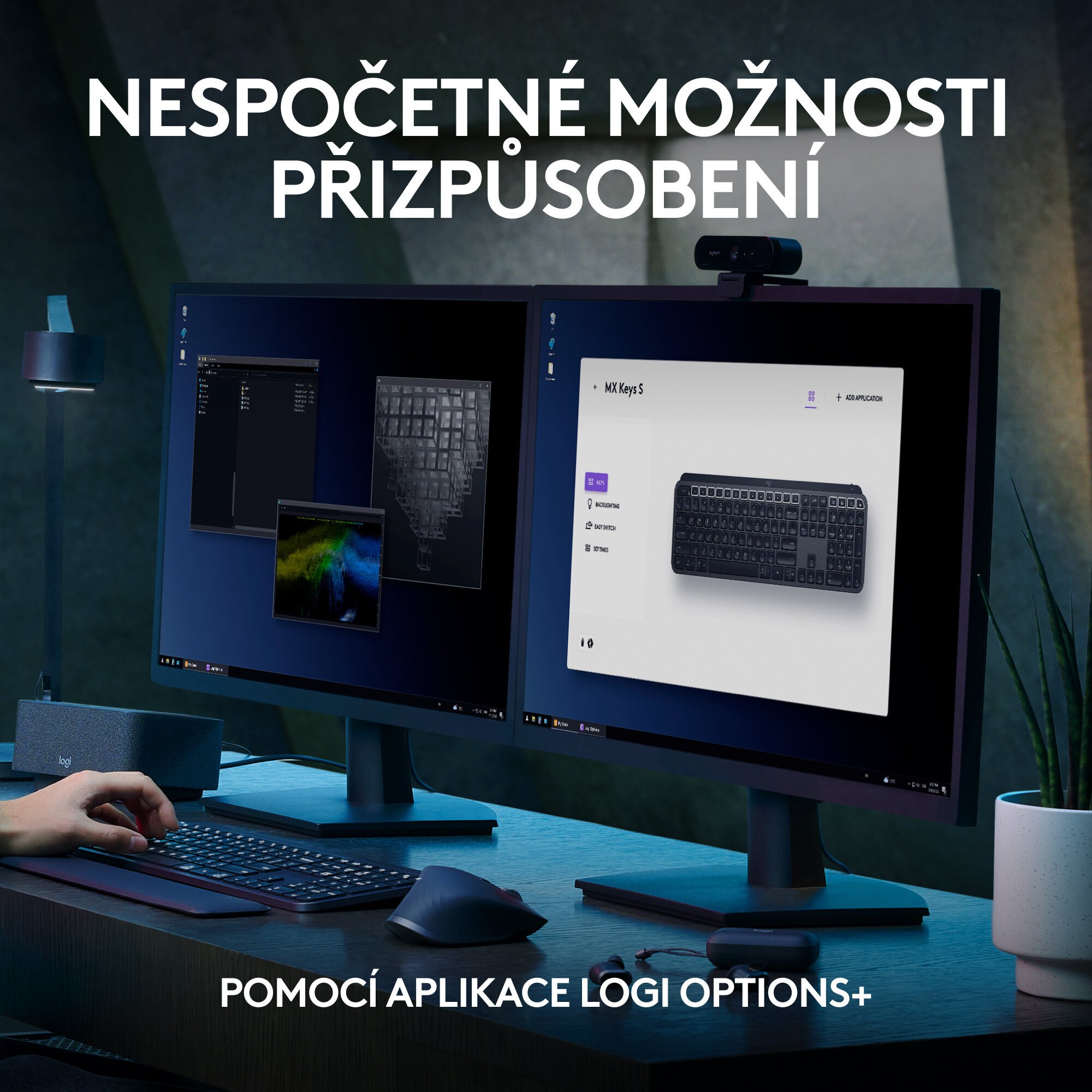 Logitech MX Keys S, CZ, bezdrátová klávesnice, černá/grafitová