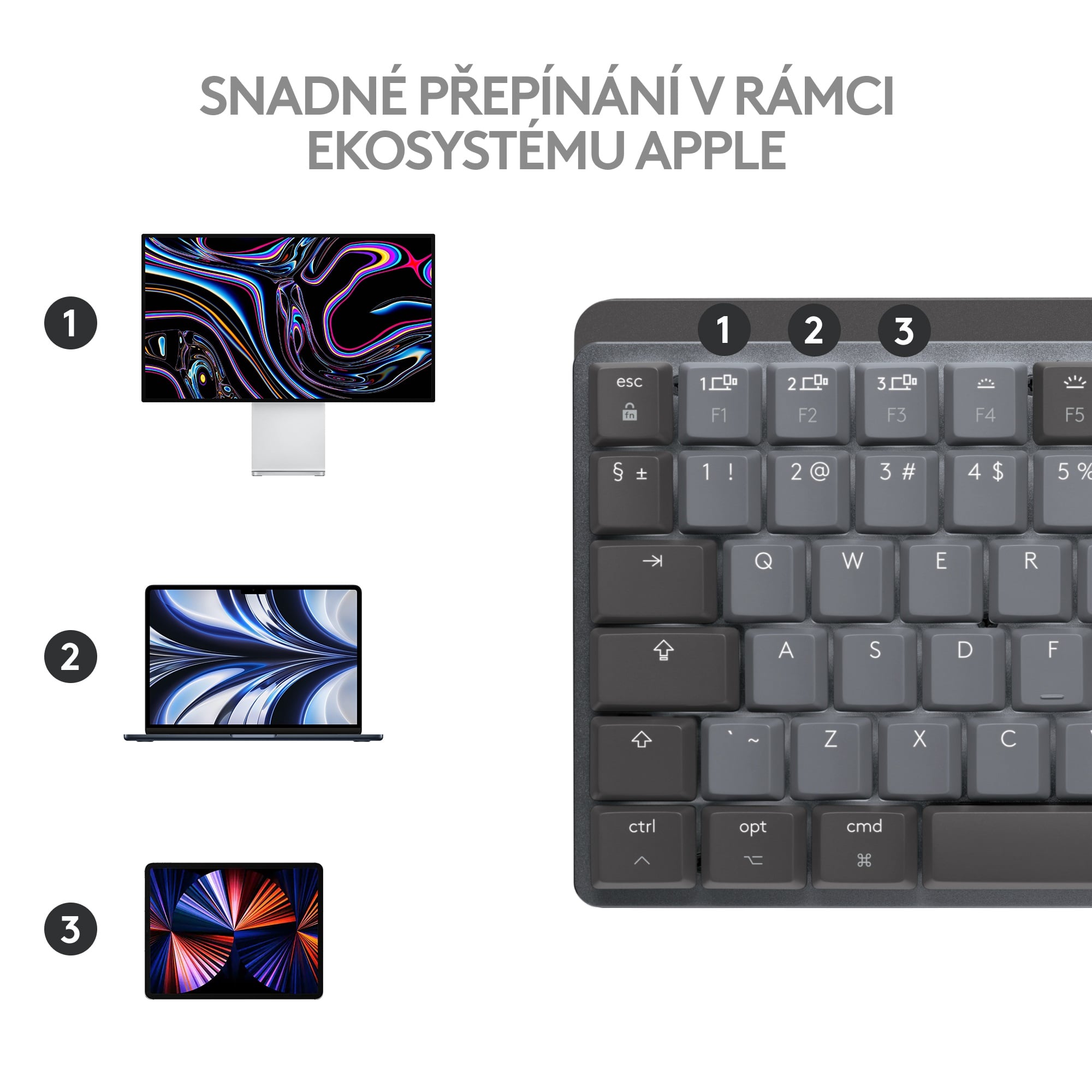 Logitech MX Mechanical Mini pre Mac Minimalist, vesmírne sivá, CZ