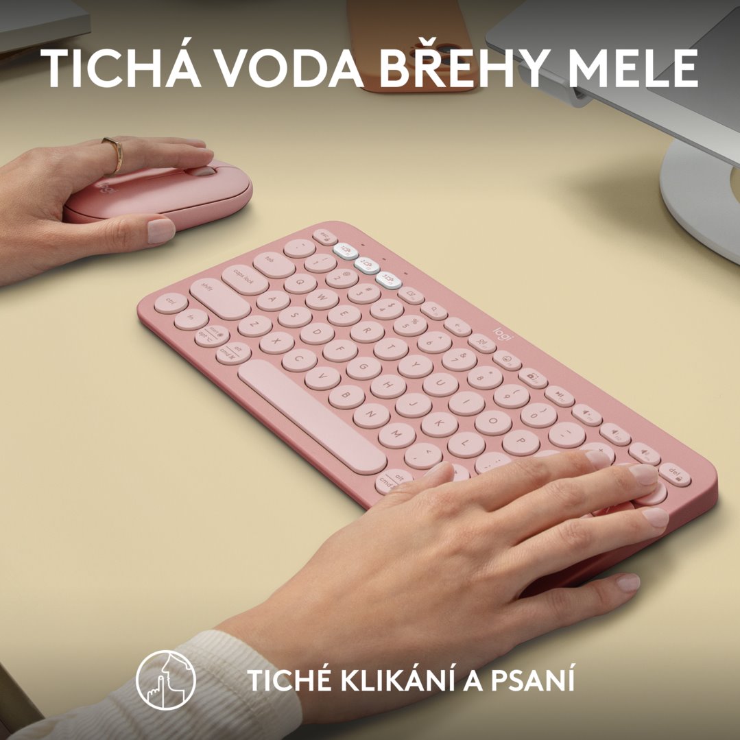 Logitech Pebble 2 Combo, bezdrôtová klávesnica a myš, ružová