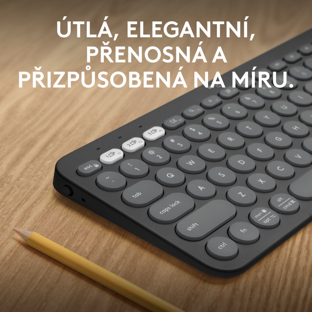 Logitech Pebble Keys 2 K380s, US, bezdrátová klávesnice, grafitová