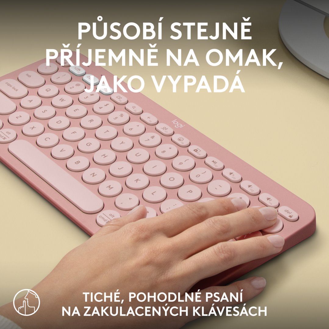 Logitech Pebble Keys 2 K380s, US, bezdrátová klávesnice, růžová