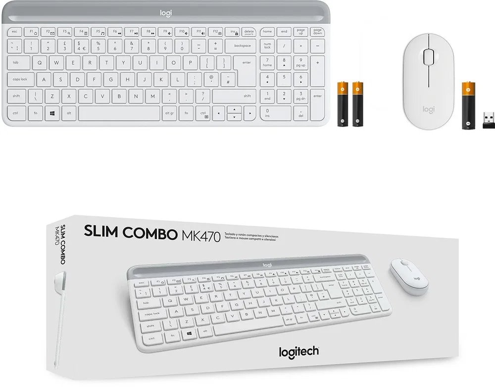 Logitech Slim Wireless Combo MK470, biela – CZ/SK