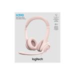 Logitech USB Headset H390, růžová