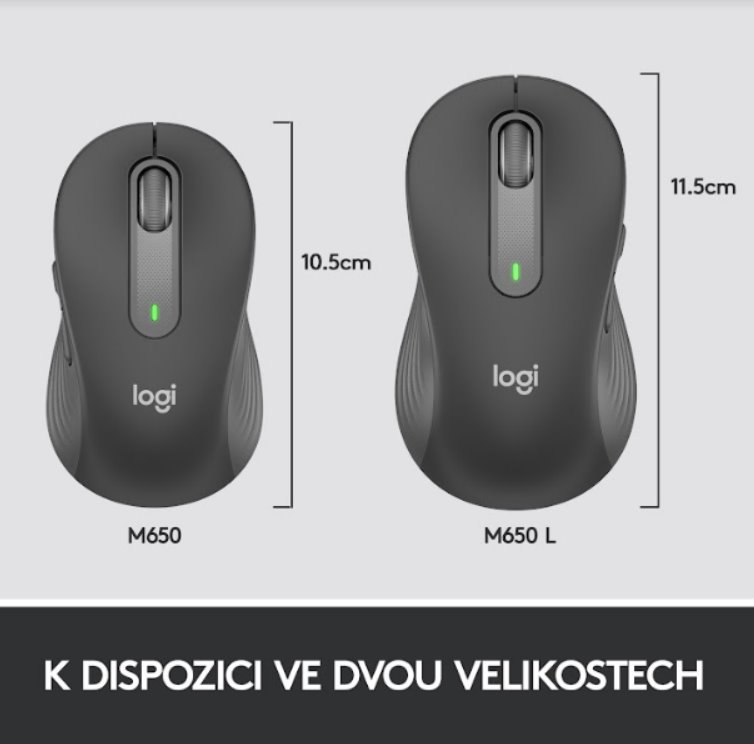 Logitech Wireless M650 M, grafitová