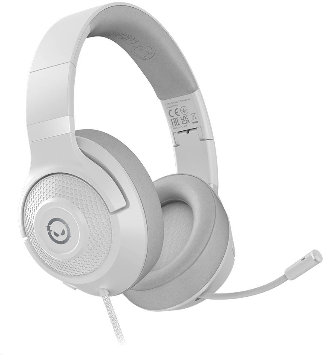 LORGAR herný headset Noah 101 s káblom, 3,5 mm konektor, 2 m, biela