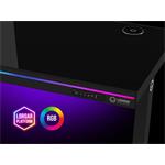 LORGAR stůl s nastavitelnou výškou, bezdrátovou nabíječkou, RGB osvětlením a USB porty, tvrzené sklo, černý