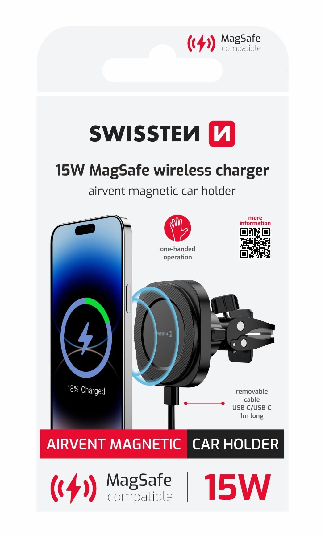 Magnetický držiak Swissten MagStick Compact s funkciou nabíjania