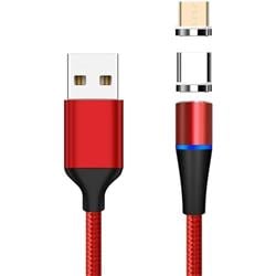 Magnetický microUSB a USB-C nabíjecí a datový kabel 1m, červený