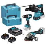 MAKITA Aku sada DDF484+DGA504+DHR243 Li-ion LXT 18V/5,0Ah