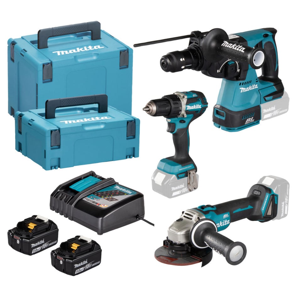 MAKITA Aku sada DDF484+DGA504+DHR243 Li-ion LXT 18V/5,0Ah