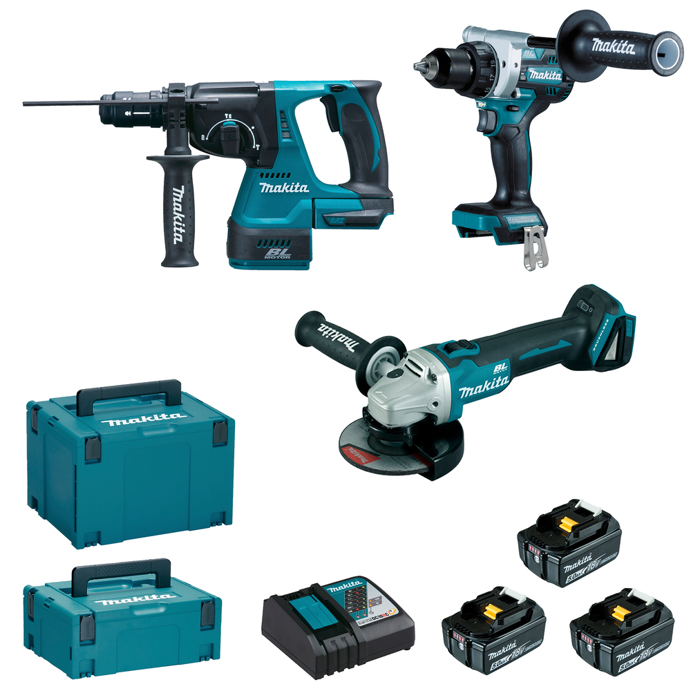 MAKITA Aku súprava DGA506+DHR243+DDF492 Li-ion LXT 18V/5,0Ah