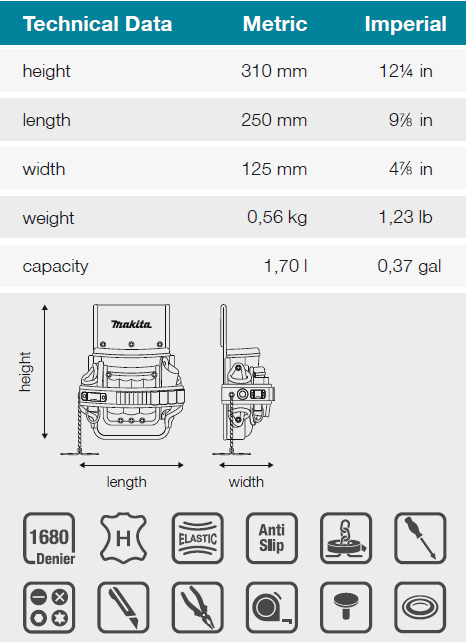 MAKITA brašna pro elektrikáře 250x125x310mm