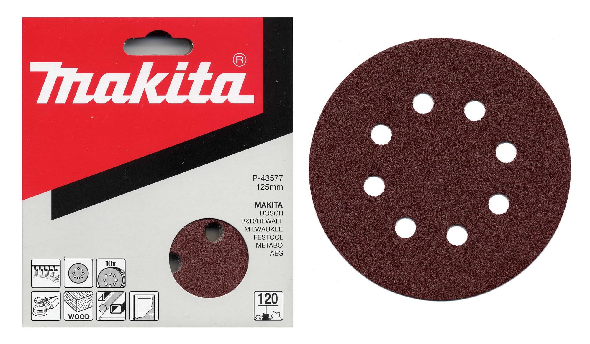 MAKITA brúsny papier na suchý zips 125mm 8 otvorov K40 10ks=oldP-00474