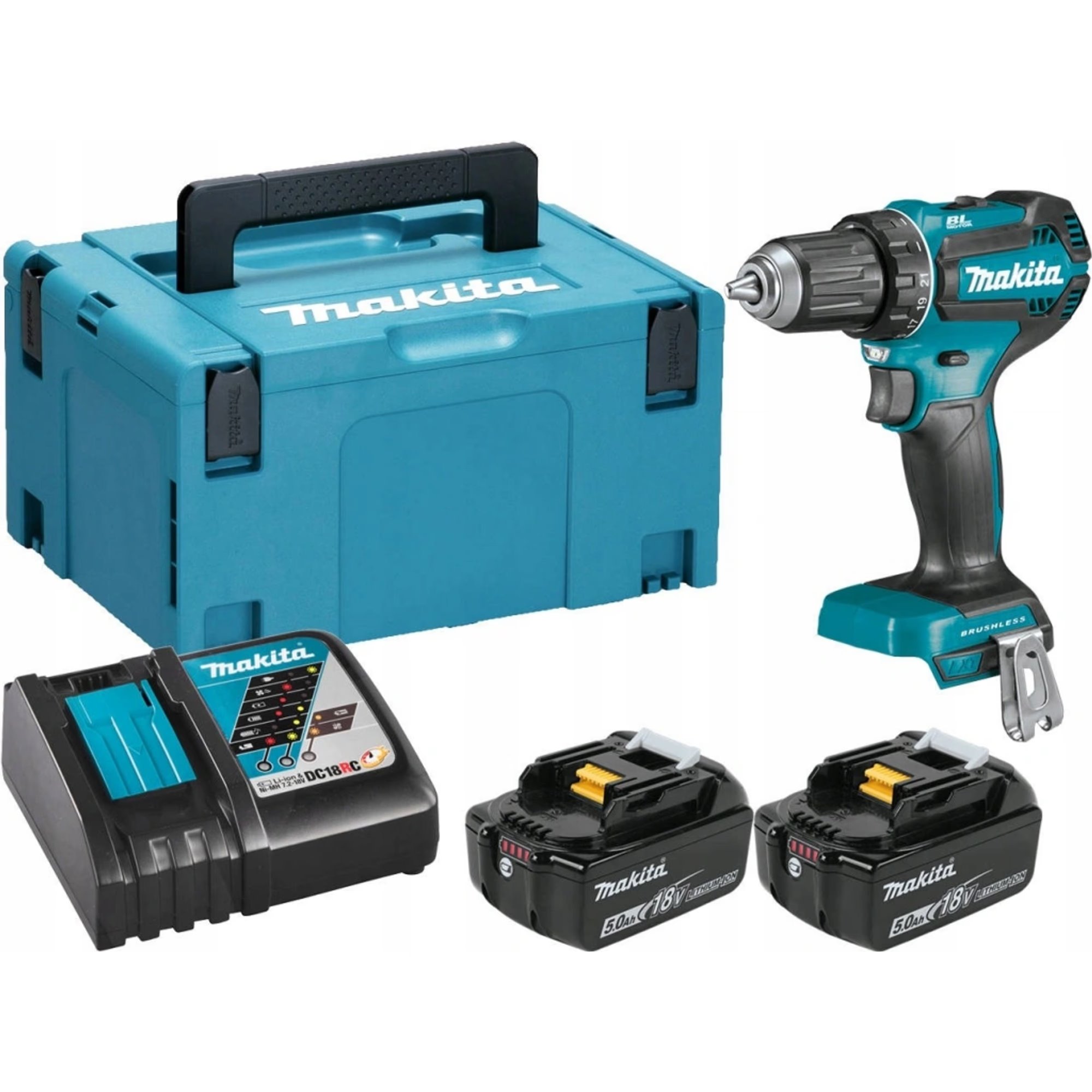 Makita DDF485RTJ Aku bezuhlíkový šroubovák Li-ion LXT 18V/5,0 Ah,Makpac