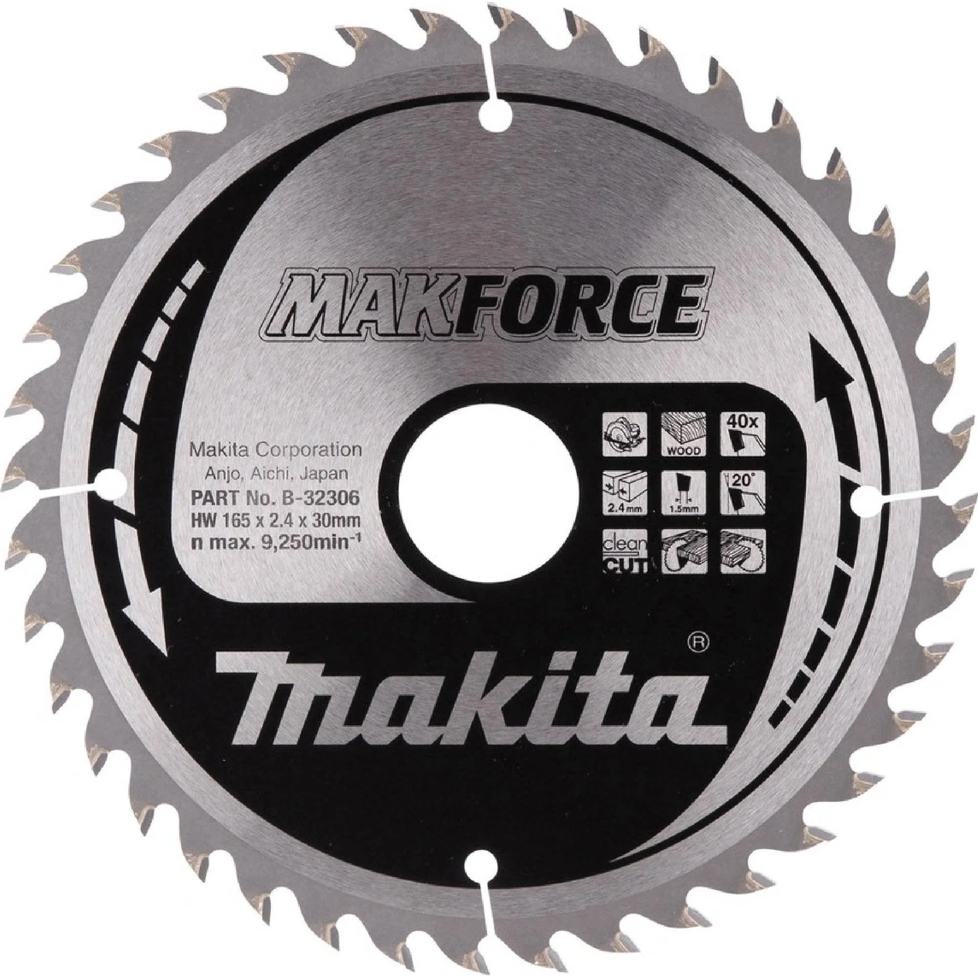 Makita pílový kotúč na drevo MAKFORCE 165x2,4x30mm 40Z (B-32306)