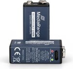 MediaRange nabíjateľné Li-Ion batérie E-Block s konektorom USB-C, 9 V, 340 mAh, 2 ks