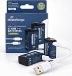 MediaRange nabíjateľné Li-Ion batérie E-Block s konektorom USB-C, 9 V, 340 mAh, 2 ks