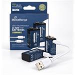 MediaRange nabíjecí USB-C Li-Ion baterie E-Block, 9V, 340 mAh, 2ks