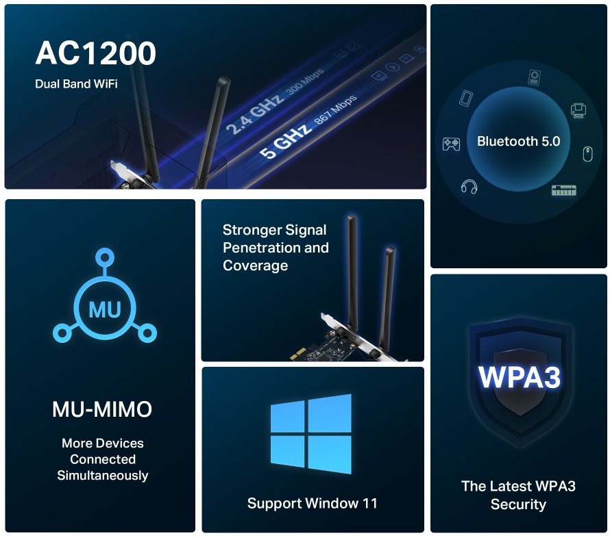 MERCUSYS MA30E Wi-Fi a Bluetooth adaptér PCI Express