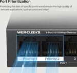 Mercusys MS106GP 6xGb stolový prepínač 4xPoE+
