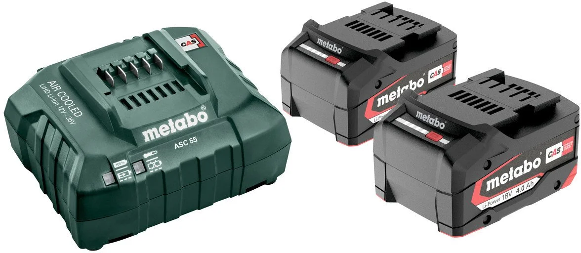Metabo nabíječka ASC 55 + 2x akumulátor Li-Power 18V/4Ah (685050000)