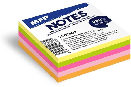 MFP Samolepiaca podložka 50x50mm 250 listov mix 5 farieb neónová