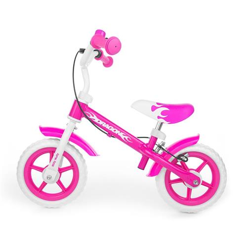 Milly Mally Dětské odrážedlo kolo Dragon s brzdou pink