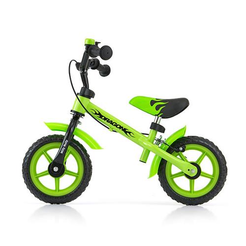 Milly Mally Detský bicykel Dragon s brzdou zelený