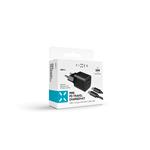 Mini sieťová nabíjačka FIXED s výstupom USB-C a káblom USB-C/USB-C, podpora PD, 1 meter, 30 W, čierna