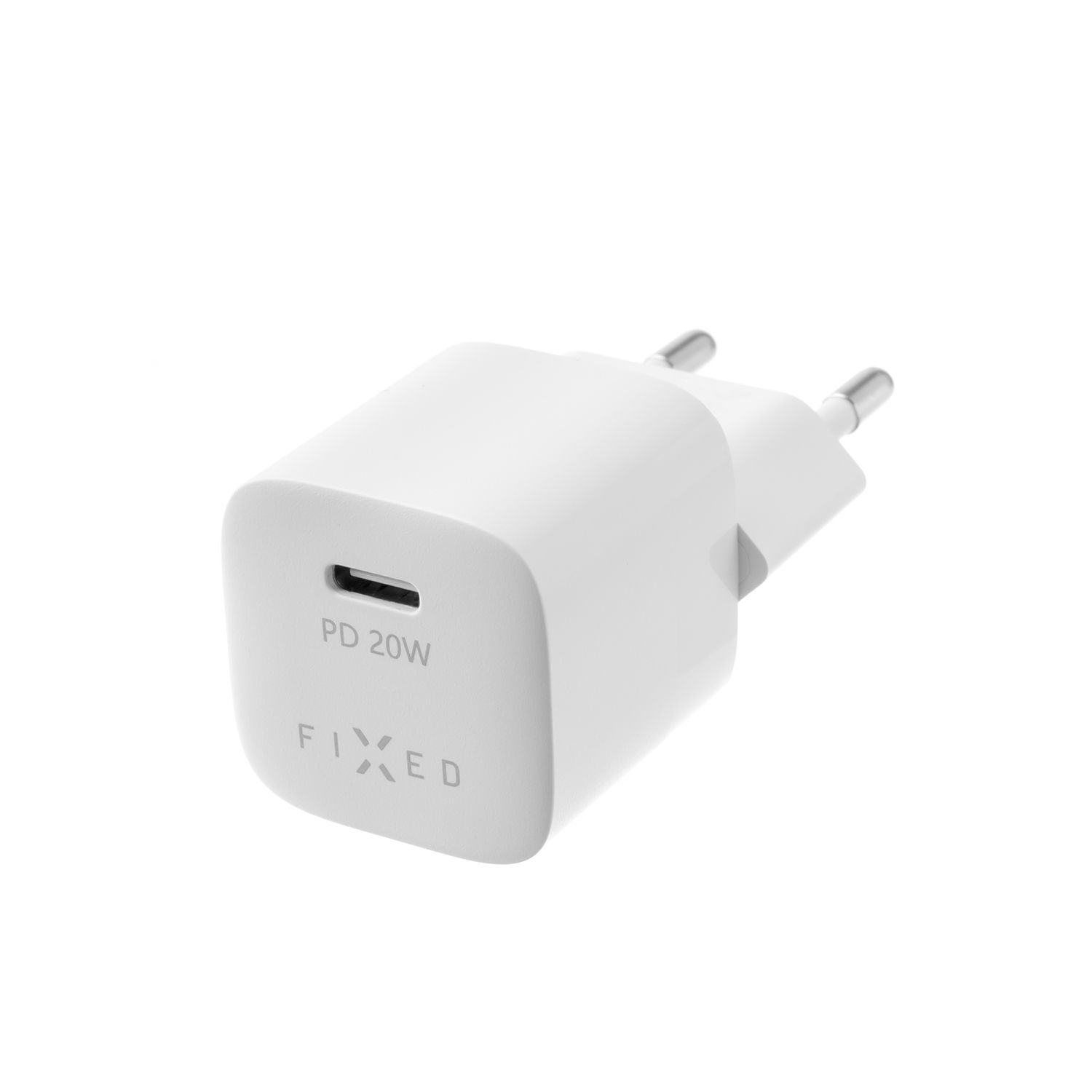 Mini sieťová nabíjačka FIXED s výstupom USB-C a podporou PD, 20 W, biela