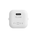 Mini sieťová nabíjačka FIXED s výstupom USB-C a podporou PD, 20 W, biela