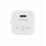 Mini sieťová nabíjačka FIXED s výstupom USB-C a podporou PD, 30 W, biela