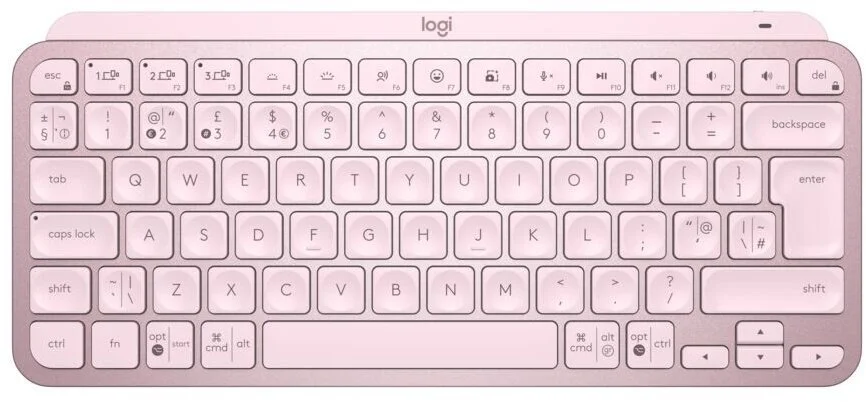 Minimalistická bezdrôtová podsvietená klávesnica Logitech MX Keys Mini, ružová - US INTL