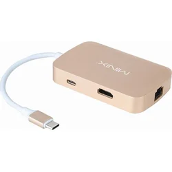 Minix NEO-C Multiport Adapter USB-C HDMI Gold