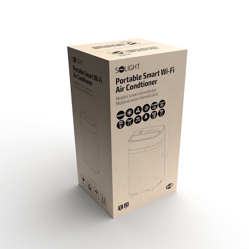 Mobilná klimatizácia Solight 12000 BTU, smart WiFi, chladenie, odvlhčovanie, ventilátor
