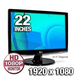 Monitor LG 22" LCD Piano Black, Full HD, 50000:1, 2ms, DVI