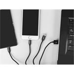 Multikonektorový kábel Natec 3 v 1 USB Micro Lightning USB-C, textilný oplet, 1 m
