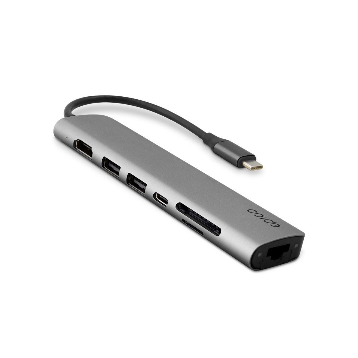 Multimediálny rozbočovač Epico 7v1 8K s konektorom USB-C - vesmírne sivý