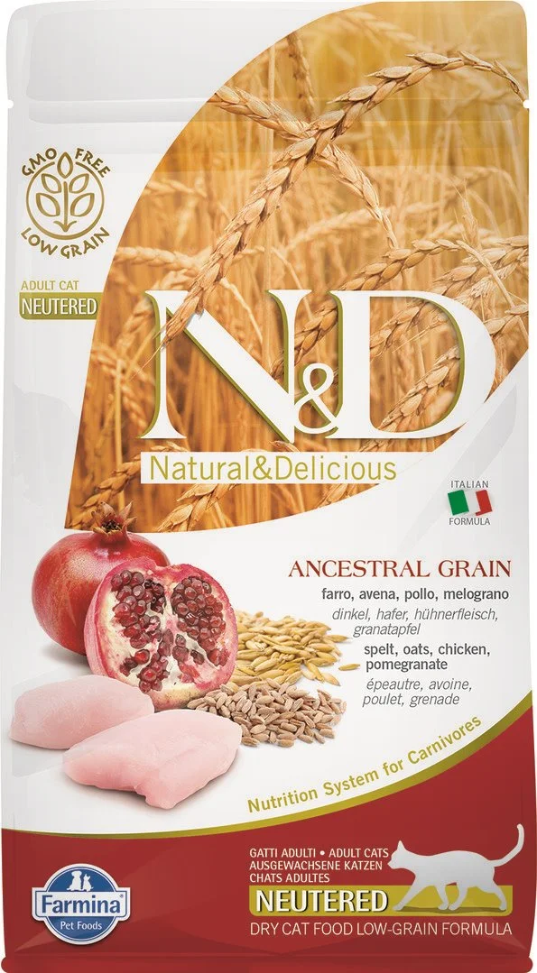 N&D LG CAT Neutered Chicken & Pomegranate 5kg granule pro kastrované kočky