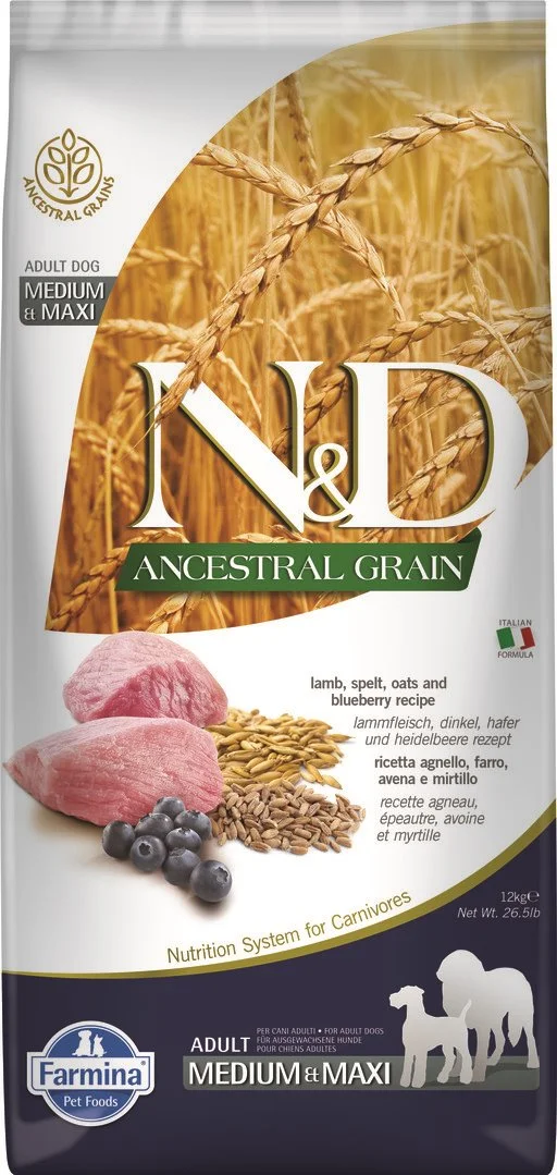 N&D LG DOG Adult M/L Lamb & Blueberry 12kg granule pre psov