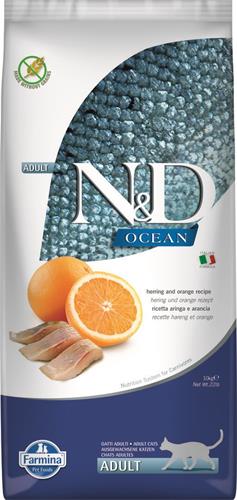 N&D OCEAN CAT Adult Herring & Orange 10kg granule pre mačky