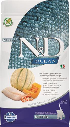 N&D OCEAN CAT Kitten Cod & Shrimp & Pumpkin & Melon 1,5kg granule pre mačiatka