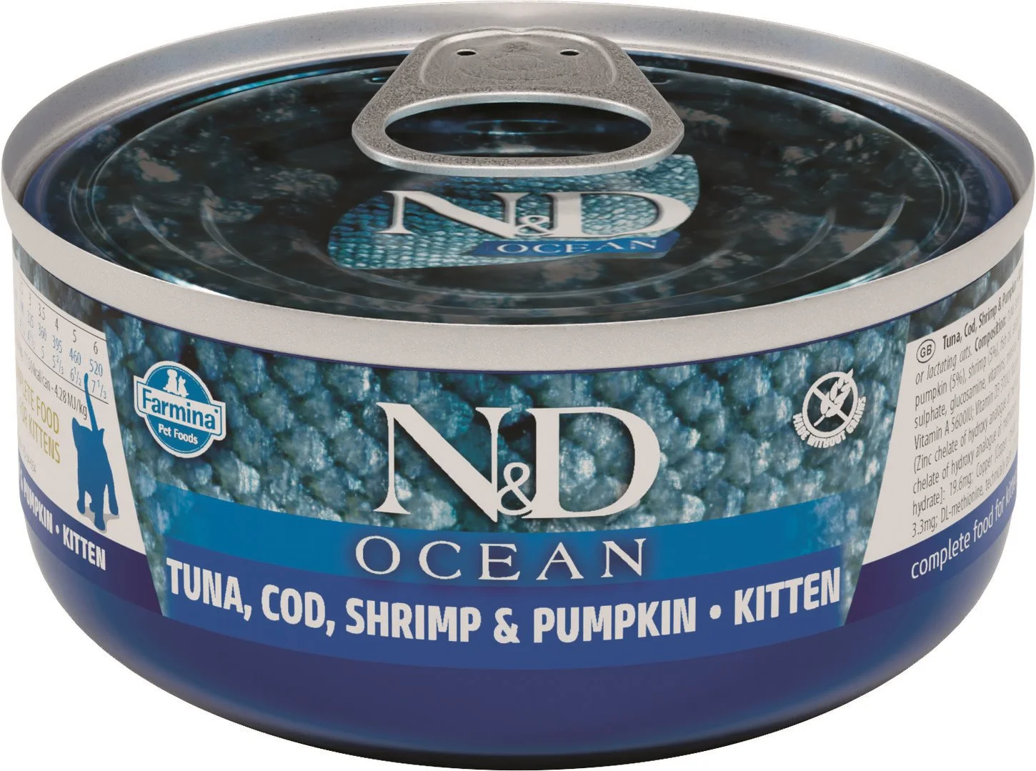 N&D OCEAN CAT Kitten Tuna & Cod & Shrimp & Pumpkin 70g plechovka pre mačiatka