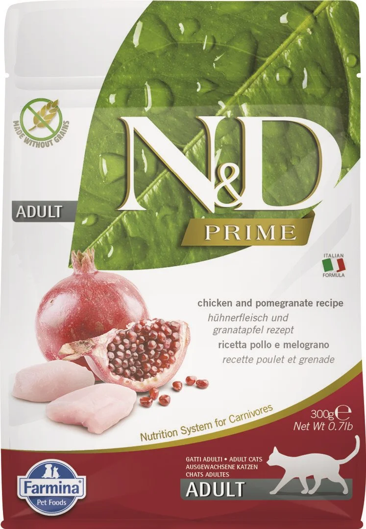 N&D PRIME CAT Adult Chicken & Pomegranate 300g granule pre mačky